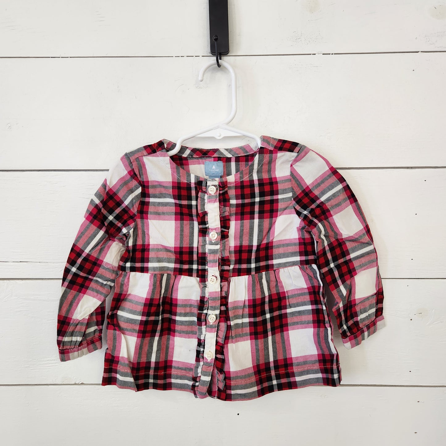 Size 2t | Gap Pink & Red Plaid Ruffle Buttondown