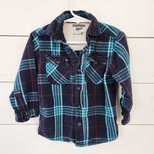 Size 4t | Oshkosh Blue/Teal Plaid Button Down Shirt