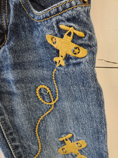 Size 3t | Crazy 8 Airplane Embroidered Adjustable Jeans