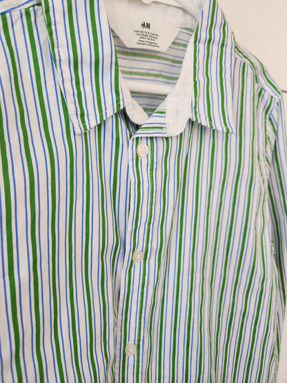 Size 8 | H&M Blue & Green Striped Buttondown