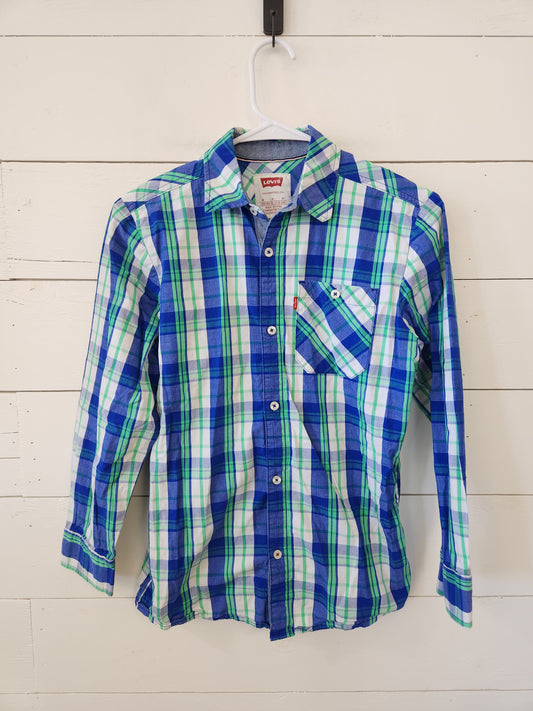 Size 10-12 | Levi's Blue & Green Plaid Buttondown