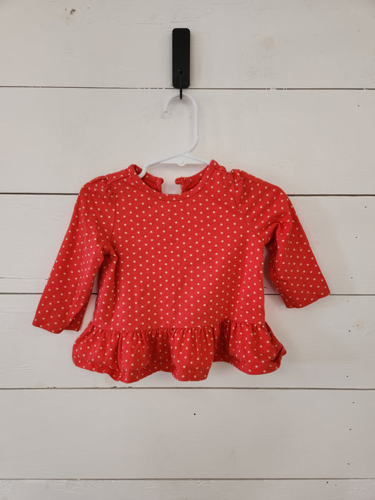 Size 6-12m | Gap Red Polka Dot Ruffle Shirt