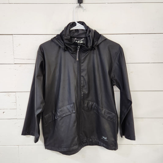 Size 10 | Helly Hansen Black Rain Jacket w/ Removable Hood