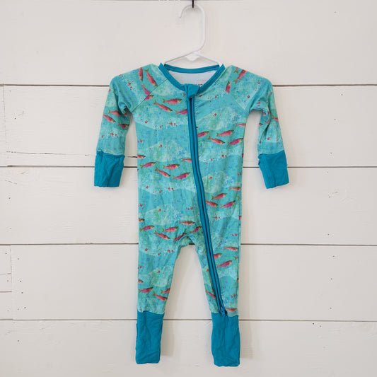 Size 0-3m | Little Alaskan Kenai River Red Zippered Romper