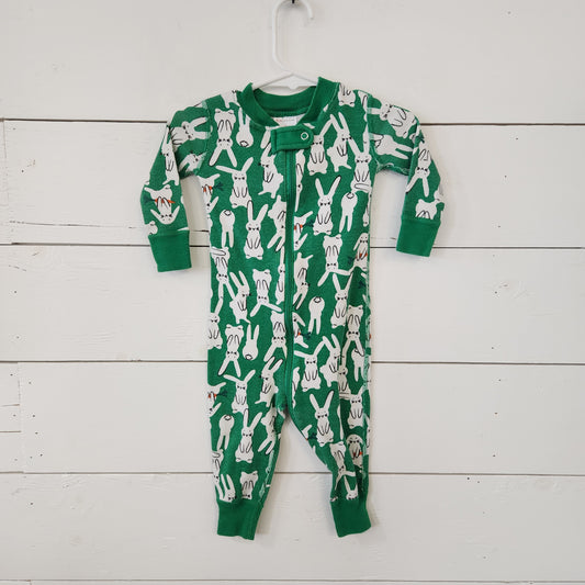 Size 6-12m | Hanna Andersson Green Bunny Romper