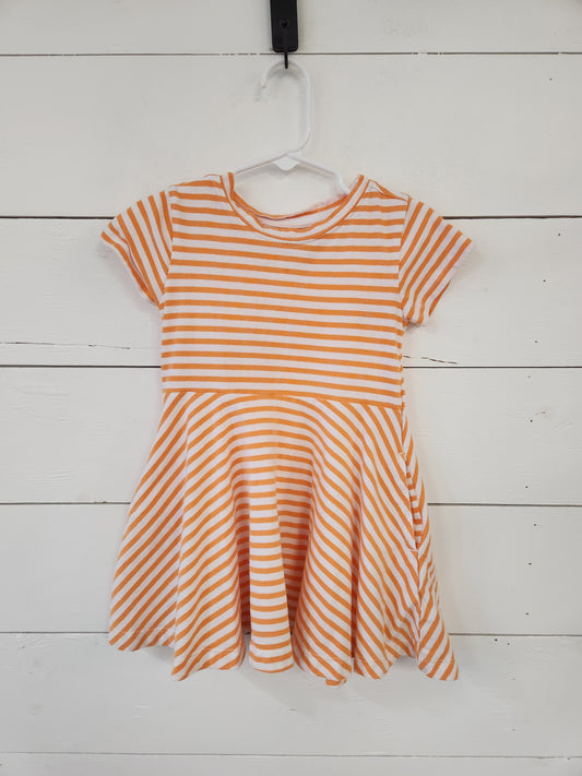 Size 3t | Primary Orange Striped Twirl Dress w/ Pockets