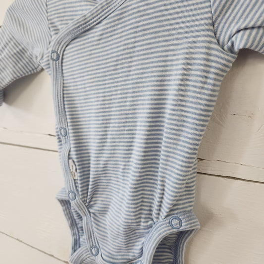 Size NB | H&M Blue Striped Wrap Bodysuit