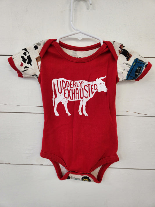 Size 3-6m | Little Blue House Udderly Exhausted Onesie