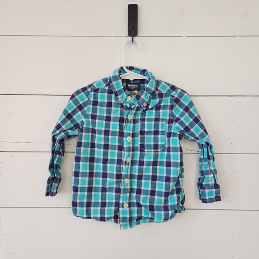 Size 3t | Osh Kosh Blue Plaid Long Sleeve Buttondown