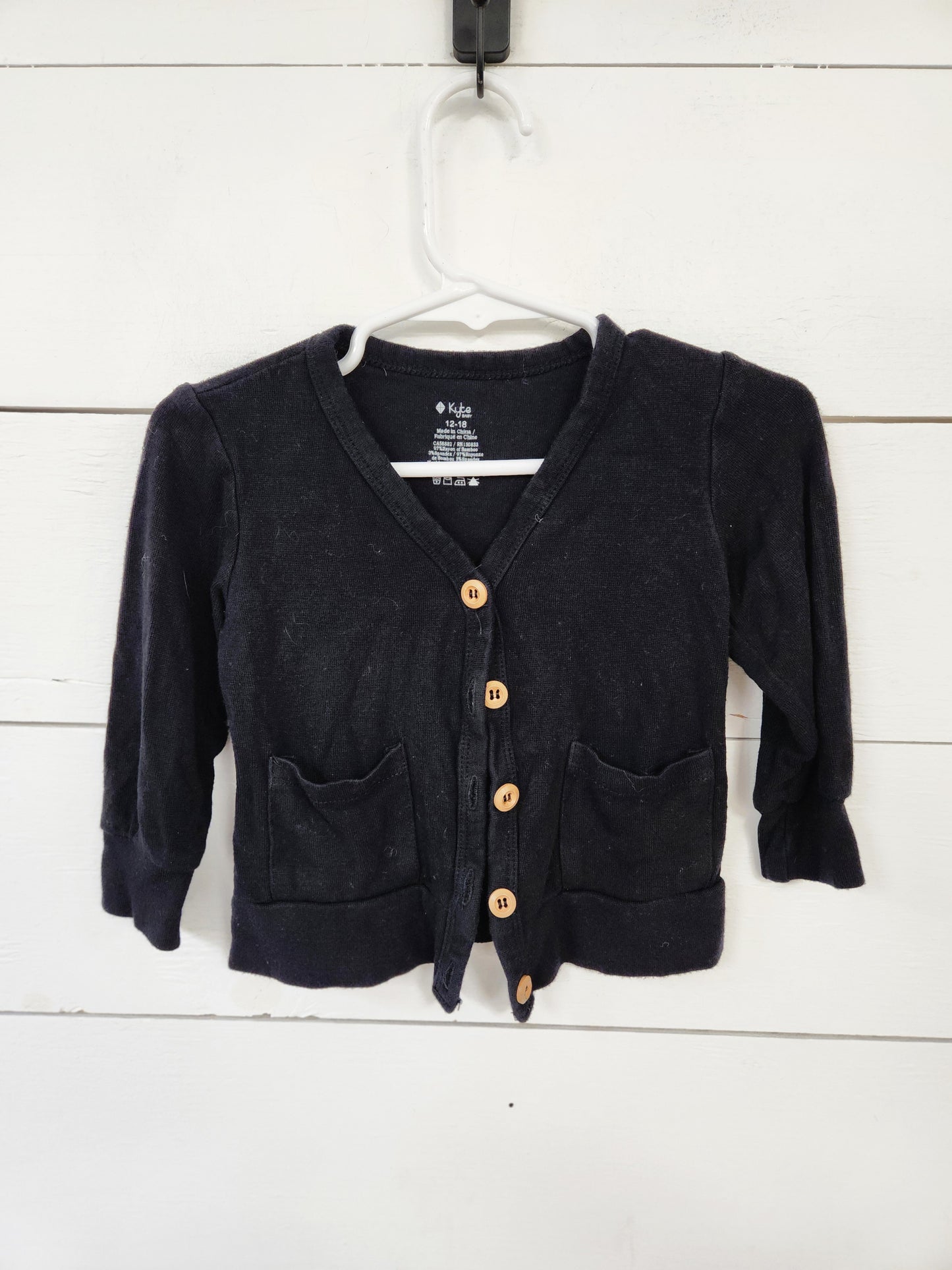 Size 12-18m | Kyte Bamboo Cardigan - Black