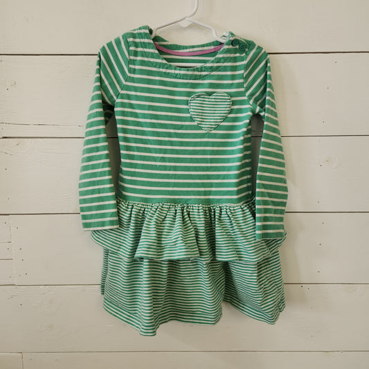 Size 3-4t | Mini Boden Green Striped Ruffle Dress