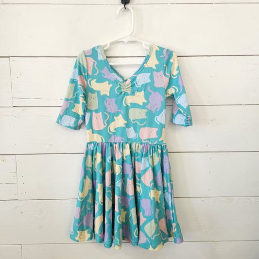 Size 5-6 | Dot Dot Smile Buttery Soft Cats Twirl Dress