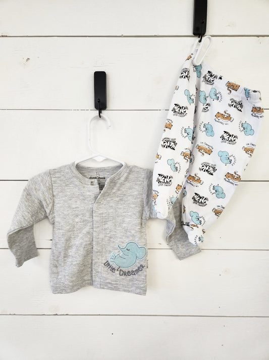 Size 0-3m | Duck Duck Goose Snap Shirt/Footed Pants Set