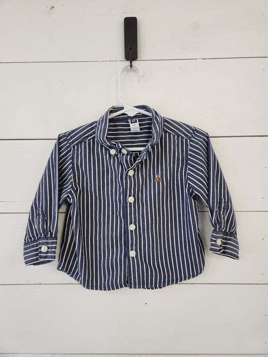 Size 12-18m | Gap Blue Striped Buttondown *staining