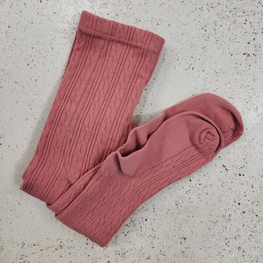 Size 7-8 | Little Stocking Co Pink Cable Knit Tights