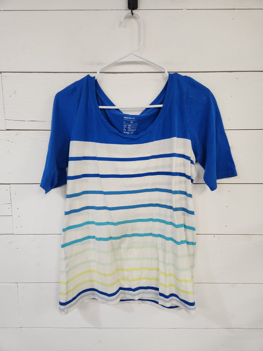 Size M | Gap Maternity Blue, Green & Yellow Striped Shirt