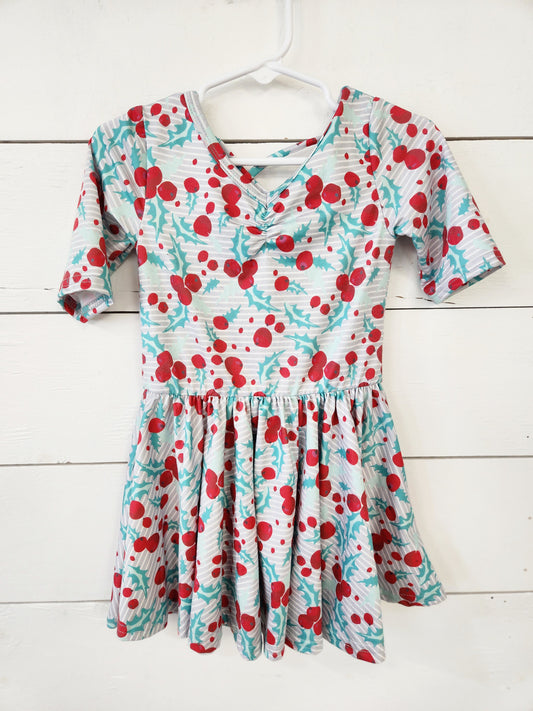 Size 2t | Dot Dot Smile Holly Berry Dress