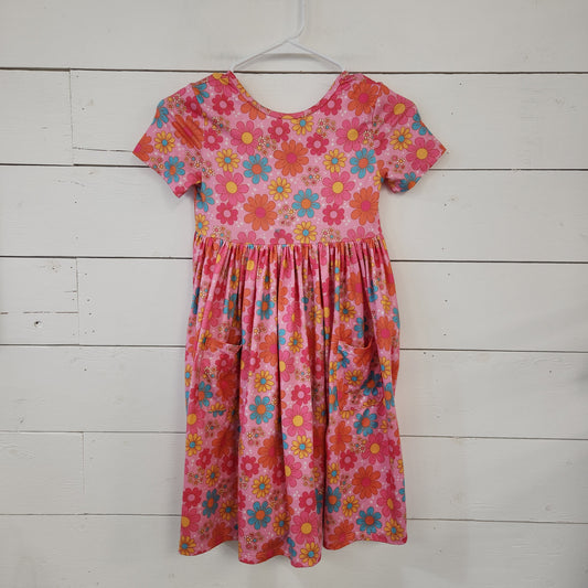 Size 7-8 | Mila & Rose Orange & Pink Floral Twirl Dress
