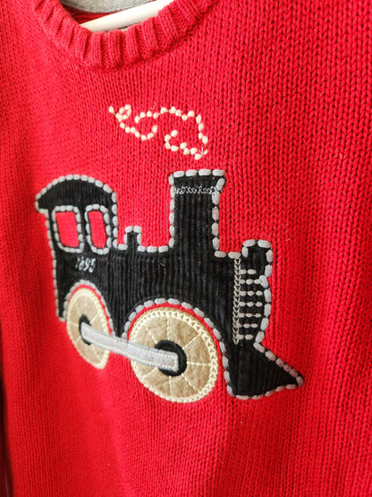 Size 5 | Osh Kosh Embroidered Train Knit Red Sweater