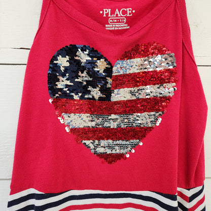 Size 7-8 | Place Changing Sequin Heart Dress