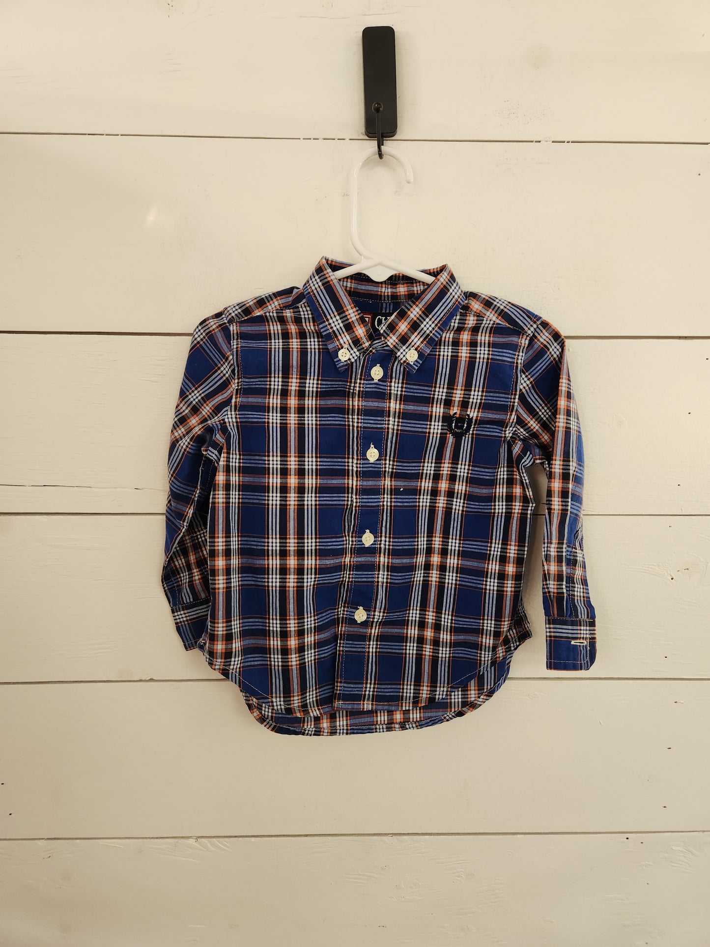 Size 18m | Chaps Blue & Orange Plaid Button-Up