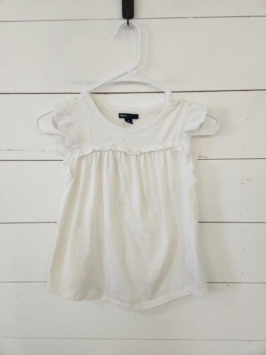 Size 8 | Gap White Ruffle Sleeve Shirt