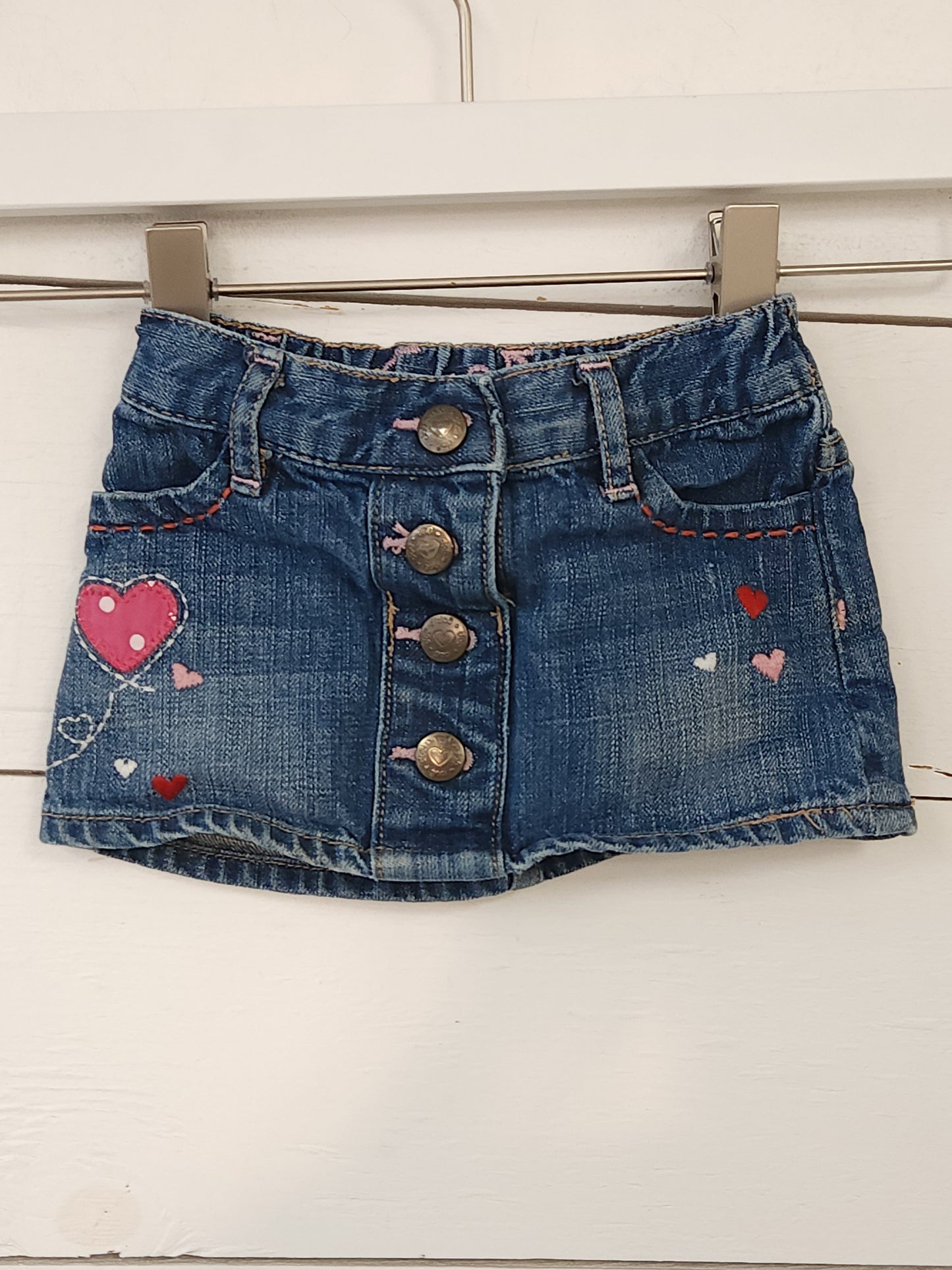 Size 18-24m | Gap Denim Mini Skirt w/ Hearts