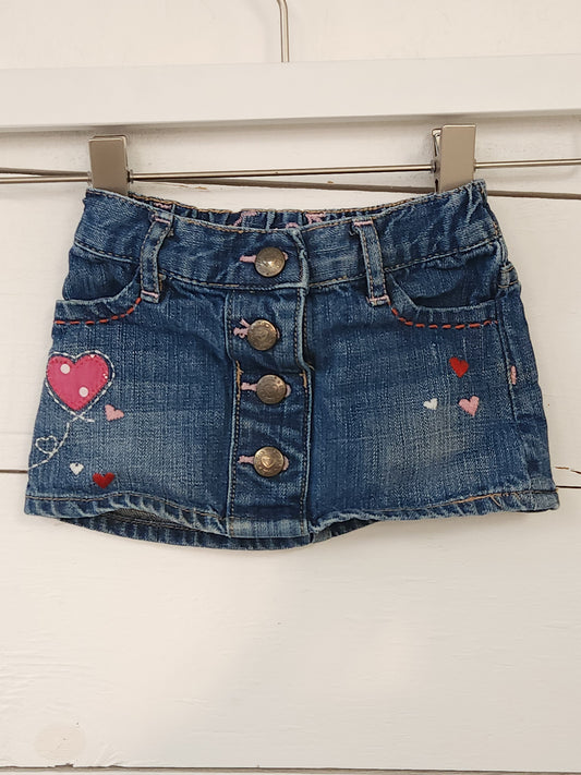 Size 18-24m | Gap Denim Mini Skirt w/ Hearts