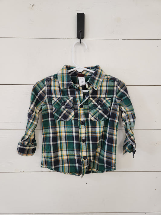 Size 12-18m | Tea Green Flannel Buttondown