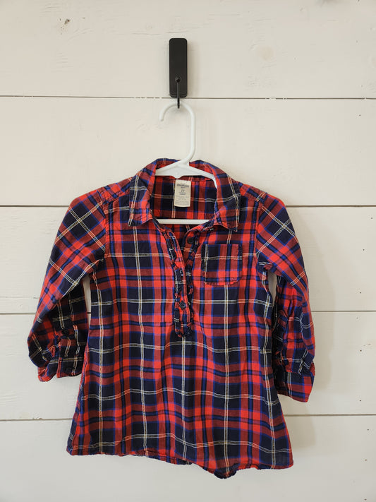 Size 2t | Osh Kosh Plaid Ruffle Shirt