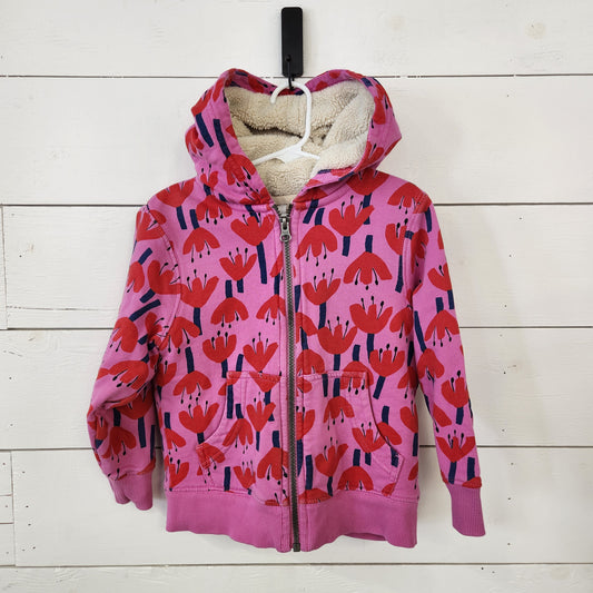 Size 4t | Hanna Andersson Pink Floral Sherpa Lined Zip Hoodie