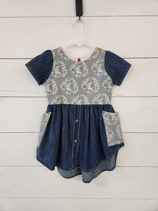 Size 2t | Briar&Boone Upcycled Denim & Moon Dress