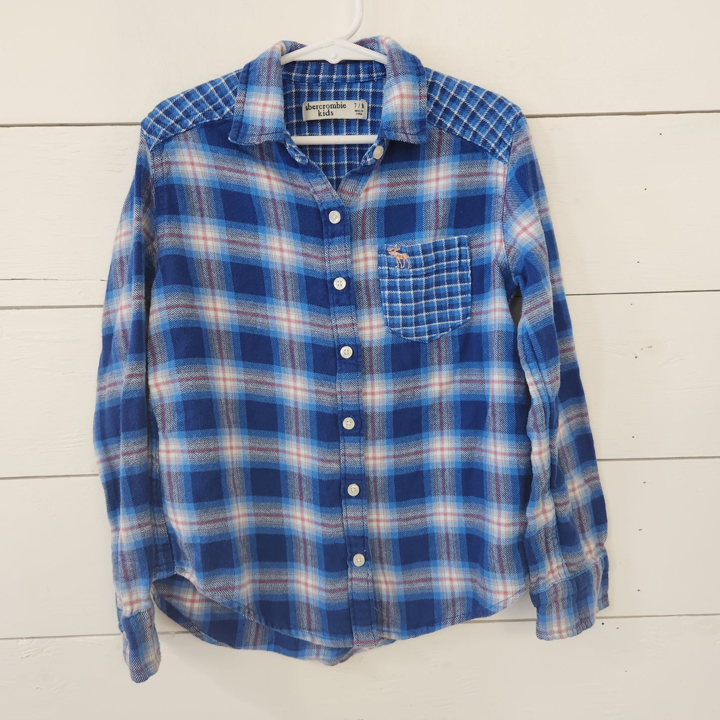 Size 7-8 | Abercrombie Kids Blue Flannel