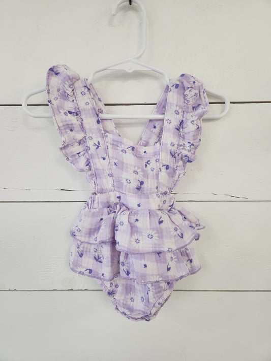Size 0-3m | Btween Purple Ruffled Bodysuit