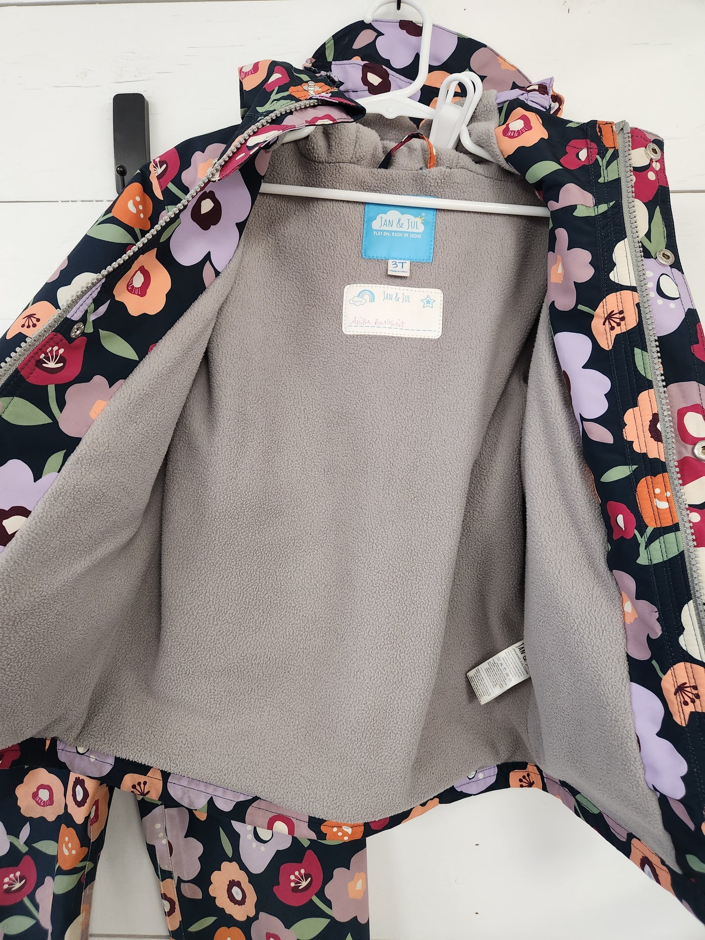 Size 3t | Jan & Jul Fleece Lined Rain Set *stained