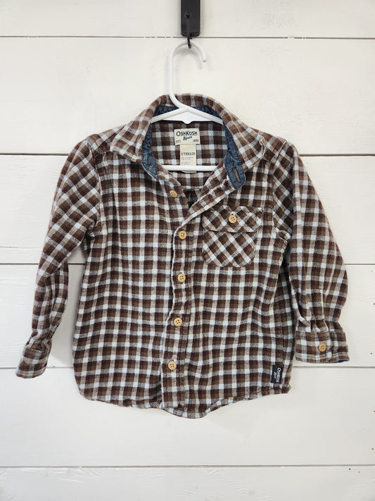 Size 3t | Oshkosh Brown Plaid Button Down Shirt