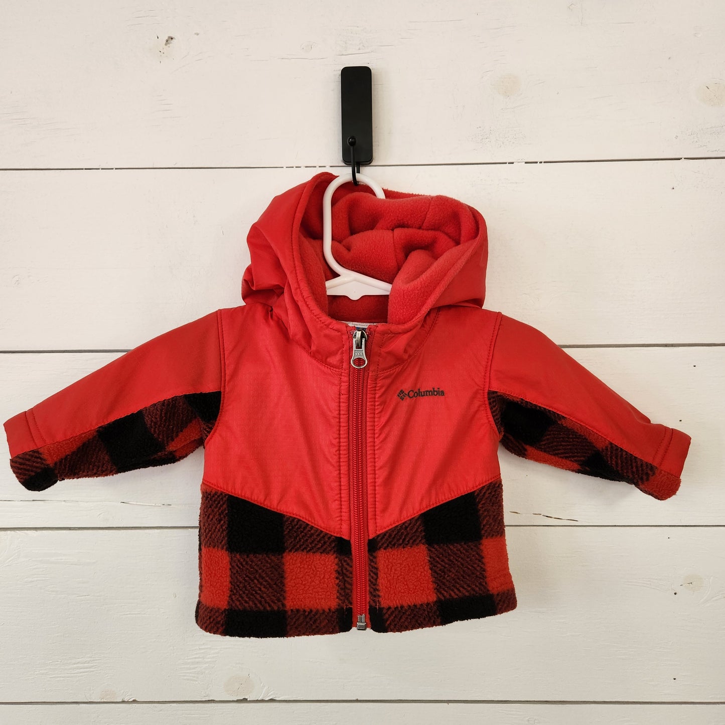 Size 0-3m | Columbia Red Plaid Hooded Fleece