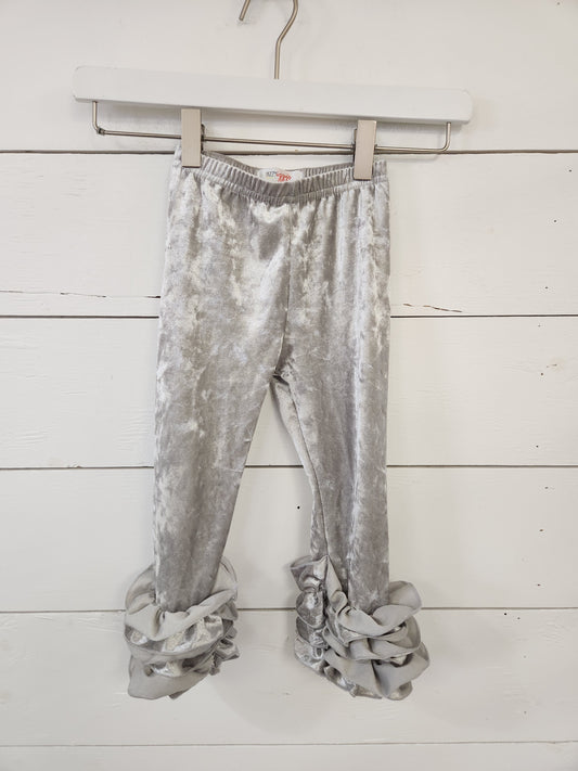 Size 2t | Bizzy Izzy Grey Velvet Ruffle Pants