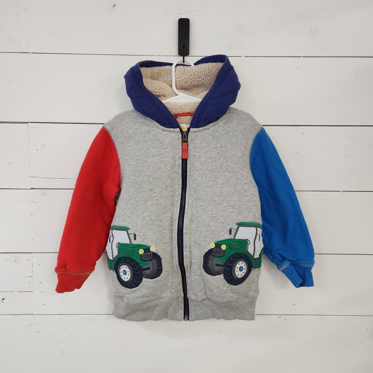 Size 6-7 | Mini Boden Tractor Sherpa Lined Zip Hoodie