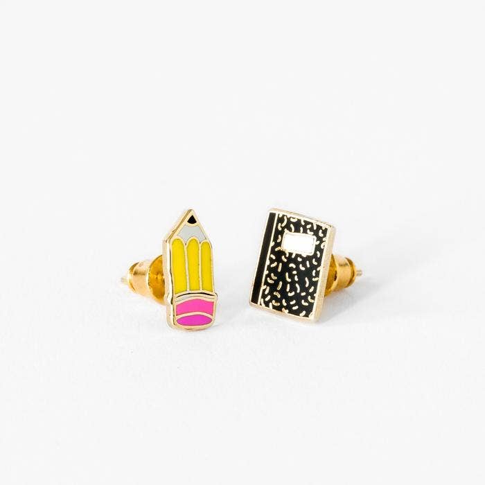 Yellow Owl Workshop - Pencil & Composition Book Earrings