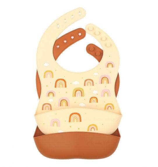A Little Lovely Company - Silicone bib set of 2: Rainbows