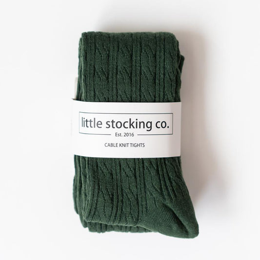 LIttle Stocking Co. Cable Knit Tights - Olive – Little White Sneakers