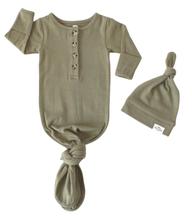 Knotted Gown + Top Knot Hat by Fawn & Foster  | Sage