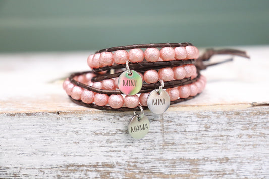 Leather Wrap Bracelet by Lala Bead | Mama + Mini + Mini Set