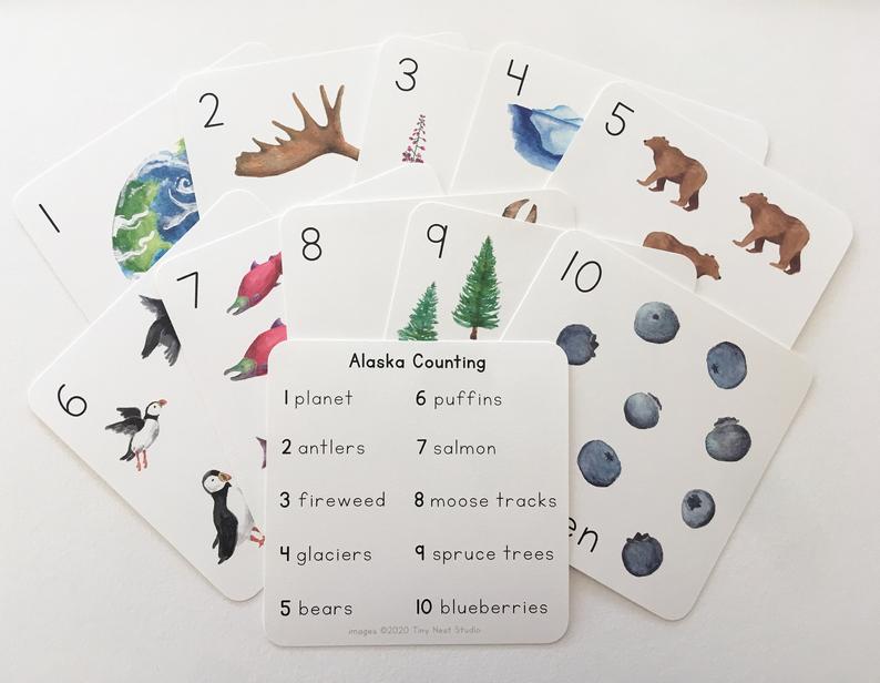Learning Cards by Tiny Nest Studio | Alaska Counting Cards