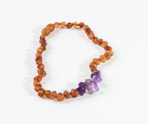 Necklace by Canyon Lead | Raw Cognac Amber + Raw Amethyst