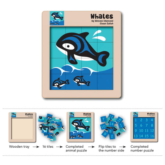 Wooden Tile Puzzle | Whales
